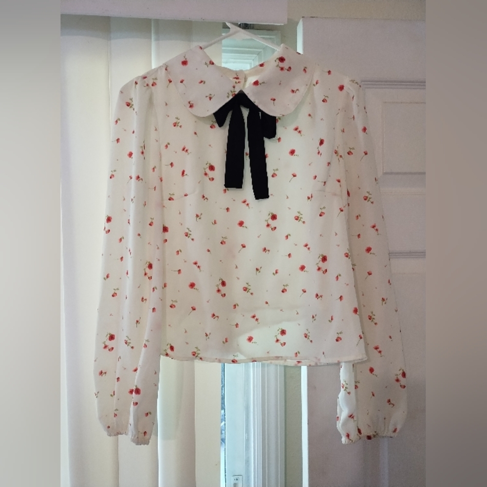 Wild Honey Cropped Long Sleeve Blouse Size Small
